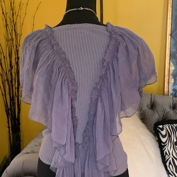 Beautiful purple ruffled and ribbed shirt - Picture 7 of 7
